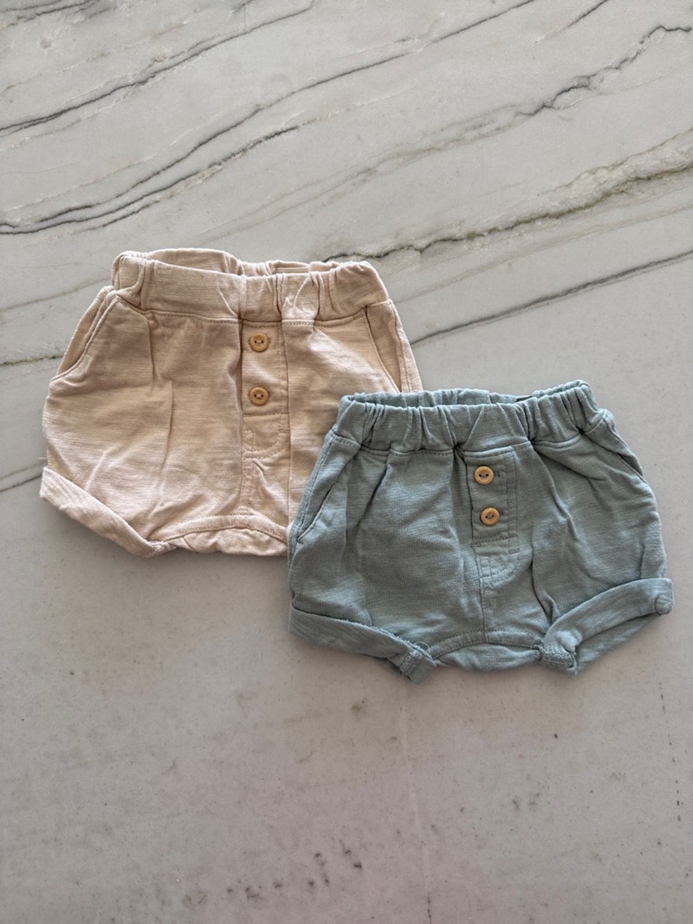 H&M Baby Shorts in Light Teal and Creamy Tan